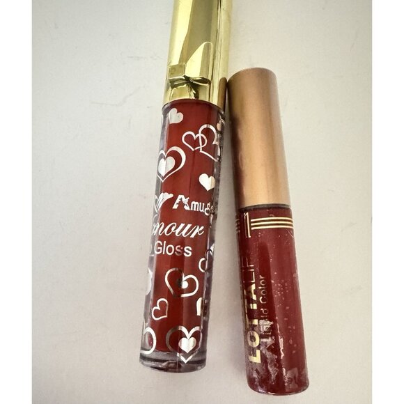 Lot of 2 Lip Glosses Milani Lotta Lip Dare Devil & Amuse Glamour Red New - Picture 3 of 4